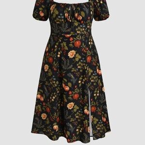 Cider Black Floral Midi Dress